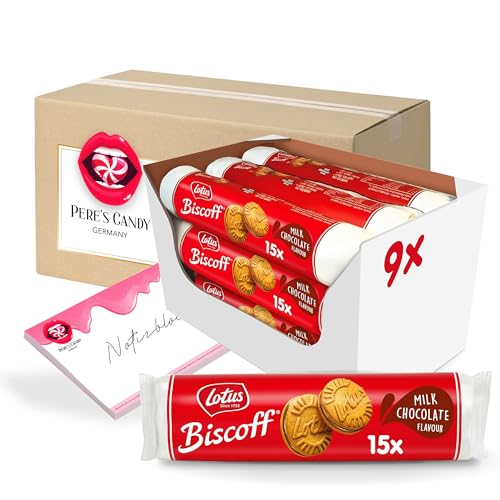 Pere's Candy Bundle für 9 x 150 g Lotus Biscoff Sandwich-Kekse mit Milchschokoladencreme + Pere's Candy Notepad DIN A7-25 Blatt von PERE’S CANDY