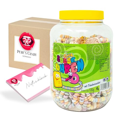 Pere's Candy Bundle für Cool 100 x 13,5 g süsse Uhren aus Traubenzucker Dextrose Uhren + Pere's Candy Notepad DIN A7-25 Blatt von PERE’S CANDY