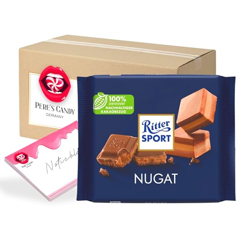 Pere's Candy® Bundle für 13 x 100g Nugat Tafel Vollmilchschokolade Nugat-Füllung + Pere's Candy Notepad DIN A7-25 Blatt von PERE’S CANDY