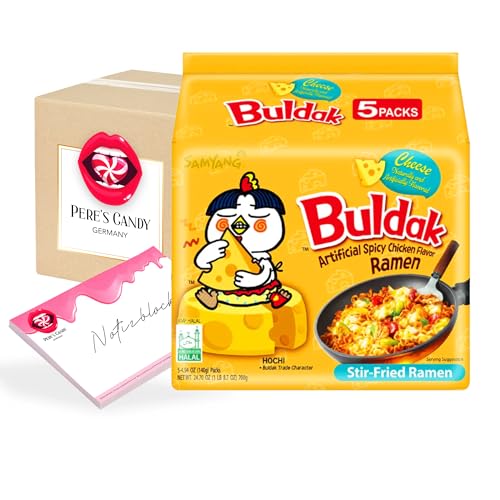 Pere's Candy Bundle für 5 x 140 g Buldak Samyang Noodles Cheese – Würzig und Käsegenuss + Pere's Candy Notepad 25 Blatt Pere's Candy Bundle für 5 x 140 g Buldak Samyang Noodles Cheese – Würzig und Käsegenuss + Pere's Candy Notepad 25 Blatt von PERE’S CANDY