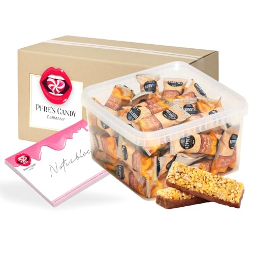 Pere's Candy Bundle für Mini Müsli Bars Aprikose geschmack Box aus Dänemark 700g (ca. 45 Stück) + Pere's Candy Notepad 25 Blatt von PERE’S CANDY