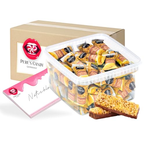 Pere's Candy Bundle für Mini Müsli Bars Bananegeschmack Box aus Dänemark 600g (ca. 45 Stück) + Pere's Candy Notepad 25 Blatt von PERE’S CANDY