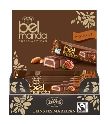 Pere'sCandy Bundle für Nougat Belmanda Edelmarzipan Pralinen-Riegel Schokolade 18er Pack (18 x 40g) + Pere'sCandy Notepad 25 Blatt von PERE’S CANDY