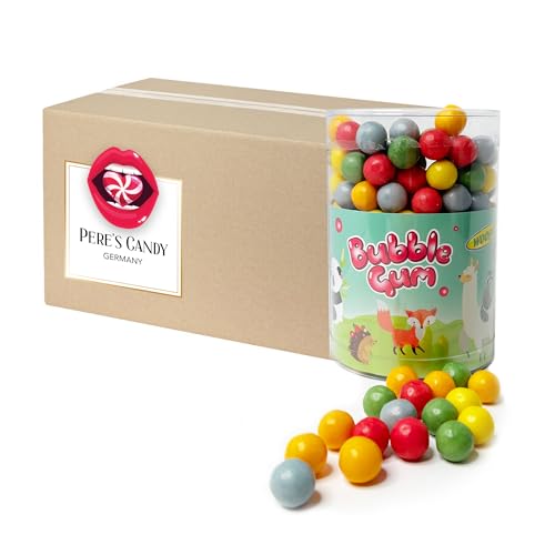 Retro Kaugummi Kugeln in der 500g Dose Lecker-süße von Pere's Candy® Box mit Geschenk von PERE’S CANDY