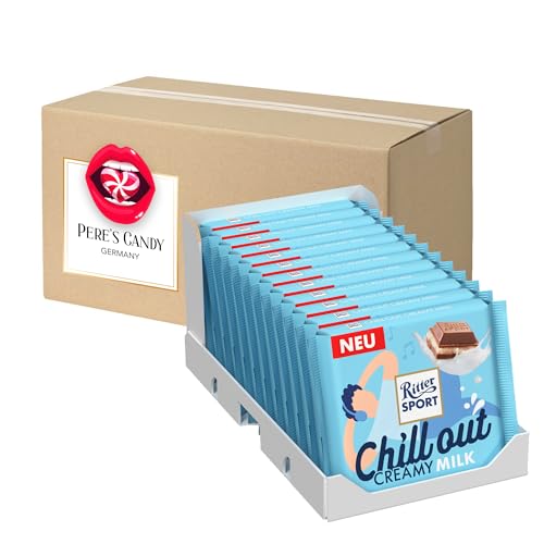 Ritter Sport Chill Out Creamy Milk Gefüllte Vollmilchschokolade 12er Pack(12x100g) mit Geschenk von Pere's Candy von PERE’S CANDY