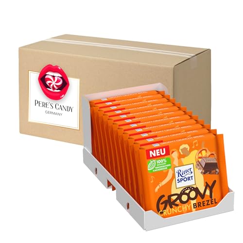 Ritter Sport Groovy Crunchy Brezel Milchschokolade mit Brezelstückchen und Cornflakes 11er Pack(11x100g) mit Geschenk von Pere's Candy von PERE’S CANDY