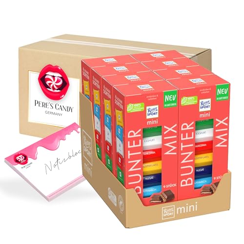 Pere's Candy® Bundle für Ritter Sport Mini Bunter Mix Turm 8PK x 150g + Pere's Candy Notepad DIN A7-25 Blatt von PERE’S CANDY