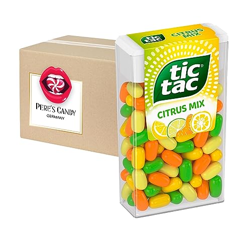 Tic Tac Citrus Mix 24 Pack (24 x 18 g) - 432g| Süßigkeiten im praktischen Pack | von Pere's Candy® Box mit Geschenk von PERE’S CANDY