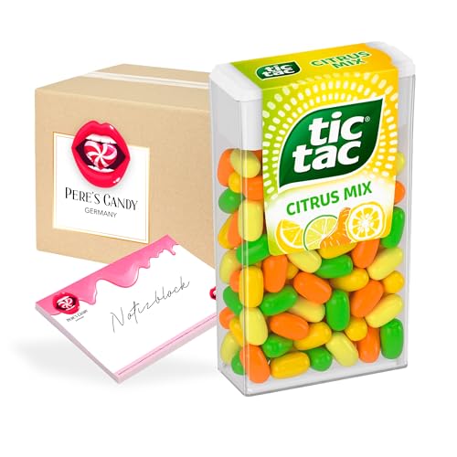 Tic Tac Citrus Mix 24 Pack (24 x 18 g) - 432g| Süßigkeiten im praktischen Pack | von Pere's Candy® mit Geschenk notepad - Bundle von PERE’S CANDY