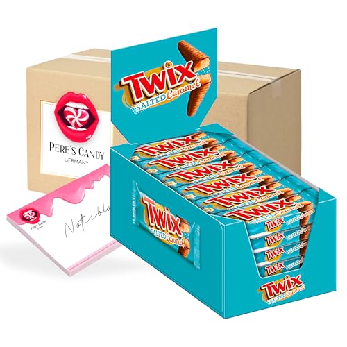 Pere's Candy® Bundle für Twix Salted Caramel (30 x 46 g) Schokoriegel + Pere's Candy Notepad DIN A7-25 Blatt von PERE’S CANDY