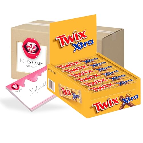 Pere's Candy® Bundle für Twix Xtra (30 x 75 g) Schokoriegel + Pere's Candy Notepad DIN A7-25 Blatt von PERE’S CANDY