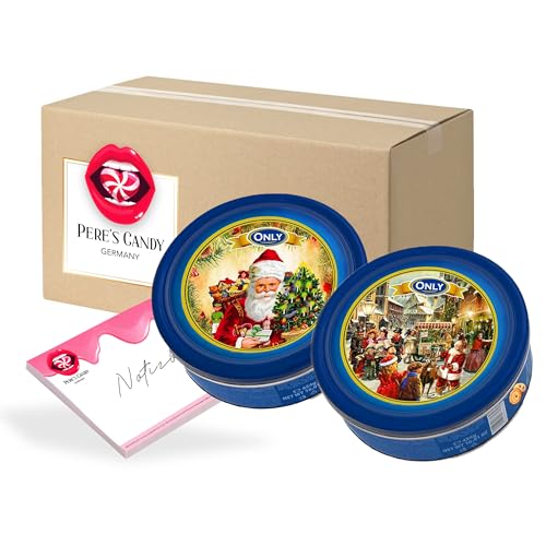 Pere's Candy® Bundle für Weihnachtsdose Dänische Butterkekse Cookies mit Butter und Schokoladestückchen 2er Pack (2 x 454 g) + Pere's Candy Notepad DIN A7-25 Blatt von PERE’S CANDY