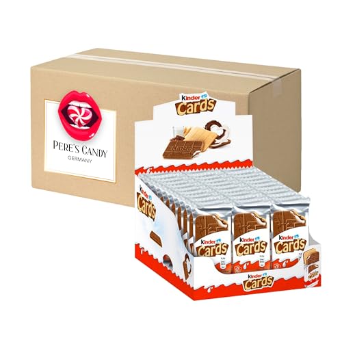 kinder Cards 30 x 25,6 g Packung Waffel im Keksformat mit Milch- und Kakaofüllung mit Geschenk von Pere's Candy von PERE’S CANDY