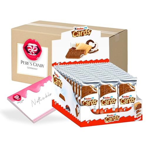 Pere's Candy® Bundle für Kinder Cards 30 x 25,6 g Packung Waffel im Keksformat mit Milch- und Kakaofüllung+ Pere's Candy Notepad DIN A7-25 Blatt von PERE’S CANDY