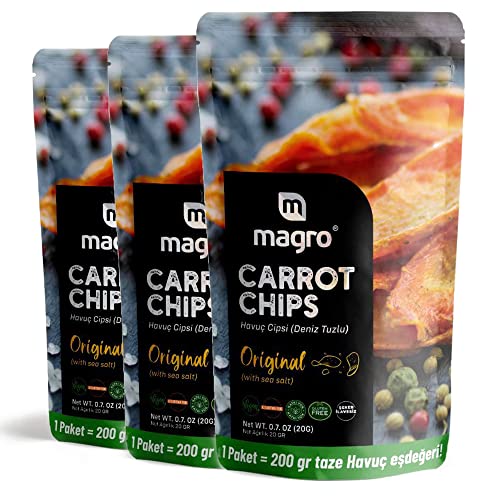 PERGAMO Gemüse Chips | Gesunder Snack | Glutenfrei | Pflanzenbasiert & Vegan | Kalorienarm | Rüben – Karotten – Sellerie Chips| Natürliche und Gesunde Gemüsechips | 3 x 20 GR (Karotte) von PERGAMO Natural Flavor