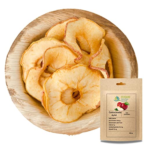 Pergamo Getrocknete Apfel 250 GR/ 100% Natur Trockenfrüchte/ Ohne Zuckerzusatz/ Ohne Schwefel ohne Zusatzstoffe/ Premium Geschälte Apfel Chips von PERGAMO Natural Flavor