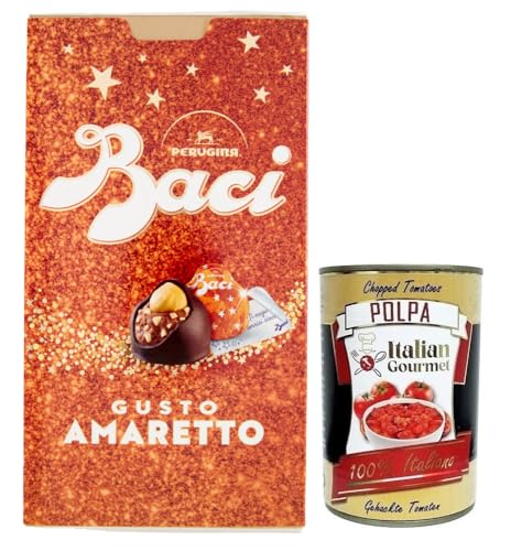 BACI PERUGINA Gusto Amaretto Dunkle Schokolade gefüllt mit Gianduia- und Amaretto-Keks Geschmack,150g Box + Italian Gourmet Polpa di Pomodoro 400g Dose BACI PERUGINA Gusto Amaretto Dunkle Schokolade gefüllt mit Gianduia- und Amaretto-Keks Geschmack,150g Box + Italian Gourmet Polpa di Pomodoro 400g Dose von Perugina