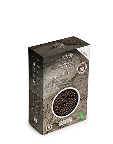 Peugeot Bio Kampot schwarze Pfefferkörner aus Kambodscha, 60 g, 3 Frischebeutel à 20 g Peugeot Bio Kampot schwarze Pfefferkörner aus Kambodscha, 60 g, 3 Frischebeutel à 20 g von PEUGEOT