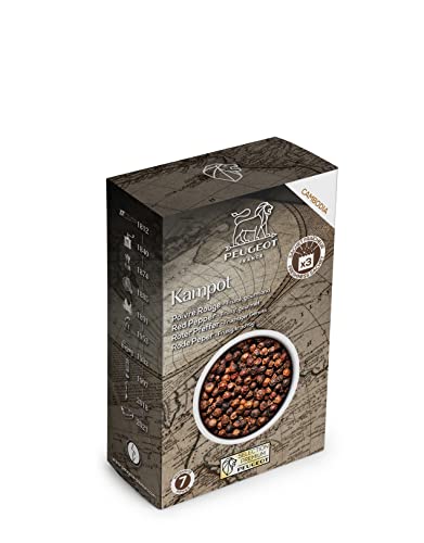 PEUGEOT - Premium Gewürzauswahl - Kampot Roter Pfeffer - Fruchtig und Gourmet - Intensität 7 - Herkunft Kambodscha - Innovativer Dreifachschutz-Frischebeutel - 3x20g PEUGEOT - Premium Gewürzauswahl - Kampot Roter Pfeffer - Fruchtig und Gourmet - Intensität 7 - Herkunft Kambodscha - Innovativer Dreifachschutz-Frischebeutel - 3x20g von PEUGEOT