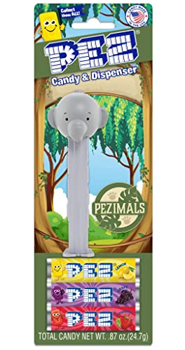 PEZ Elefant Süßigkeitenspender – PEZimals Ella der Elefant Pez Spender | Pez Süßigkeitenspender mit 3 Süßigkeiten-Nachfüllpackungen | Elefanten-Partygeschenk, Geschenktüten von PEZ