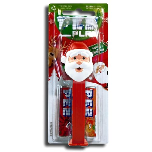 PEZ Weihnachts-Süßigkeitenspender: Weihnachtsmann-PEZ-Spender | mit 2 Rollen PEZ Candy Nachfüllpackungen | Weihnachtsfeier von PEZ