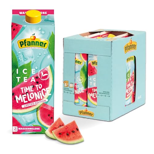 Pfanner Eistee Wassermelone LIMITED EDITION im Vorratspack – Sommerliche Erfrischung mit Wassermelonegeschmack – Mit Früchtetee und Schwarztee (6 x 2 l) von Pfanner