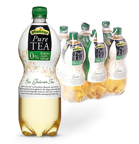 Pfanner Pure Tea Grüner Tee (6 x 1 l) – Eistee ohne Zucker und ohne Süßstoffe - Bio Tee mit Holunder und Zitronensaft – im Vorratspack von Pfanner