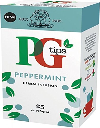 PG Tips Teebeutelbox mit Pfefferminz-Kräuteraufguss, 25 Stück von PG tips