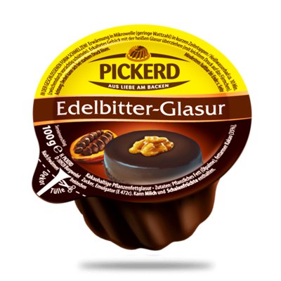 Kuchenglasur "EDELBITTER - GLASUR" (dunkel / 100 g) HERB ZARTBITTER von Pickerd
