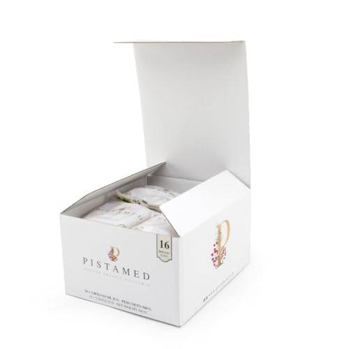 PISTAMED – Bio-Pistazien – ohne Salz – handwerklich geröstet – keine Zusatzstoffe und glutenfrei – hoher Ballaststoffgehalt – vegetarische und vegane Ernährung – Karton: 560 gr, 16 Beutel à 35 g von PISTAMED
