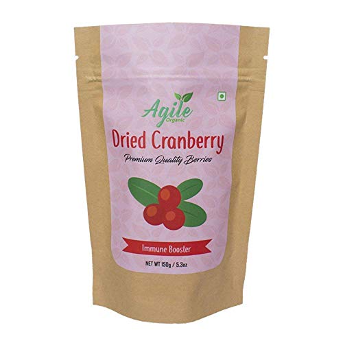 Agile Organic Whole Dried Cranberries 150g | Unsweetened | Unsulphured | Naturally Sweet | Without Added Sugar von PKD