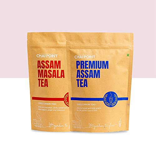 Assam Tea Combo: Chai Point Assam Masala Tea - Natural Spices (Cinnamon, Clove, cardamon, Ginger, Black Pepper) & Premium Assam Tea (Single origin teas, Vacuum packed) | 160 Cups von PKD