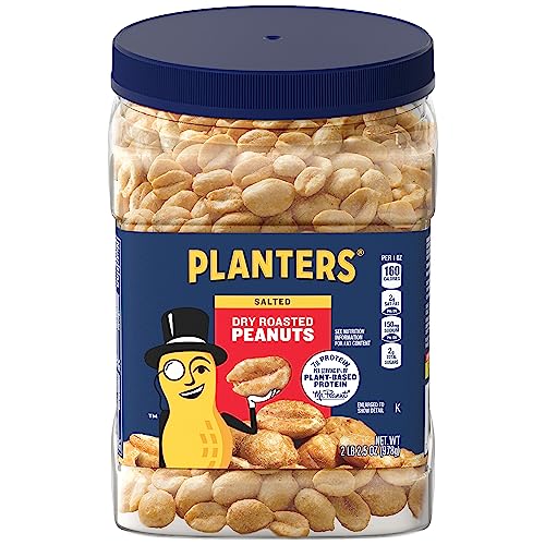 PLANTERS Dry Roasted Peanuts, 34.5 oz. Resealable Plastic Jar - Peanuts with Sea Salt - Peanut Snacks - Shareable Snacks - Heart Healthy Snacks for Adults - Great School Snack or Work Snack - Kosher von PLANTERS