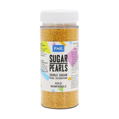 PME 95g (3.35oz) Small GOLD Edible Sugar Pearl Non Pareil Sprinkle Cake Icing von PME