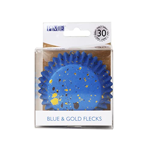 PME Cupcake-Förmchen, mit Folie ausgekleidet, Blau und Goldfarben, 30 Stück von PME
