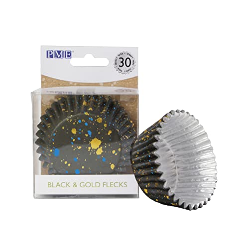 PME Cupcake-Förmchen, mit Folie ausgekleidet, Schwarz und Goldfarben, 30 Stück PME Cupcake-Förmchen, mit Folie ausgekleidet, Schwarz und Goldfarben, 30 Stück von PME