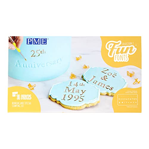 PME Fun Fonts - Zahlen und Sonderzeichen Stempelset für Tortengestaltung, Satz mit 31 Buchstaben, Kollektion 2 PME Fun Fonts - Zahlen und Sonderzeichen Stempelset für Tortengestaltung, Satz mit 31 Buchstaben, Kollektion 2 von PME