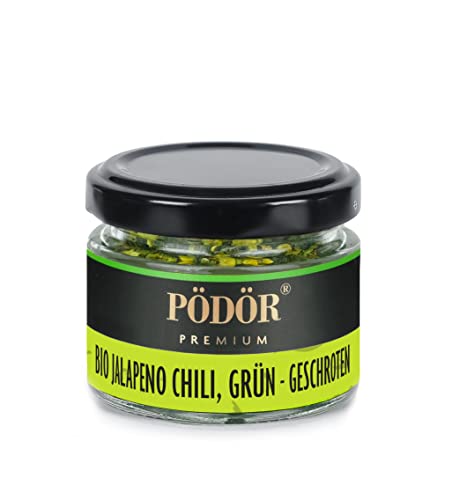 PÖDÖR - Bio Jalapeno Chili, grün - geschroten (110g) von PÖDÖR