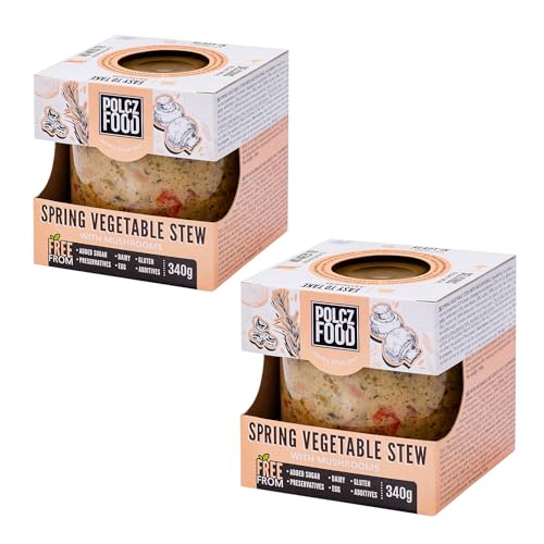 POLCZ FOOD Fertiggerichte im glas | Frühlingsragout mit Gemüse Und Champignons 2x340 g | Glutenfrei | Vegan | Ohne Konservierungsmittel | ohne Kochen | Ohne Plastik-Verpackung von POLCZ FOOD