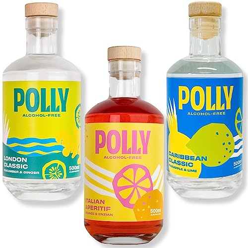 Polly Italian Aperitif & Caribbean Classic & London Classic I Alternativen zu Gin & Aperitif & Rum I Perfekt für alkoholfreie Cocktails & Longdrinks I Probier-Set vegan & kalorienarm I 3x500 ml von POLLY