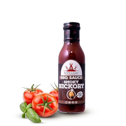 Poppamies BBQ Smoky Hickory - American Style Smoky Barbecue-Sauce ohne Zusatzstoffe, ideal für Burger und Rippchen - Schärfe: 0/10-410g von POPPAMIES