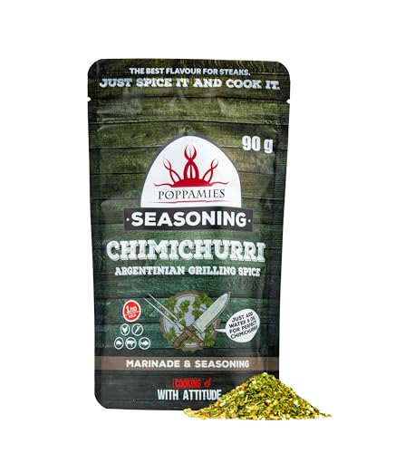 Poppamies Chimichurri BBQ Rub, Trockenmarinade & BBQ-Gewürz Perfekt für Fisch, Gemüse, Huhn, Schwein, Rind - Ideal für den Grill, Barbecue, Ofen, Kessel und Pfanne - Großpackung (90g) von POPPAMIES