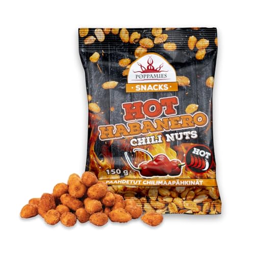 Poppamies Hot Habanero Chili-Nüsse – Scharfe Erdnüsse sind eine tolle Wahl zum Knabbern – Glutenfrei, Laktosefrei, Vegan – Scharfe Schärfe – 150g Poppamies Hot Habanero Chili-Nüsse – Scharfe Erdnüsse sind eine tolle Wahl zum Knabbern – Glutenfrei, Laktosefrei, Vegan – Scharfe Schärfe – 150g von POPPAMIES