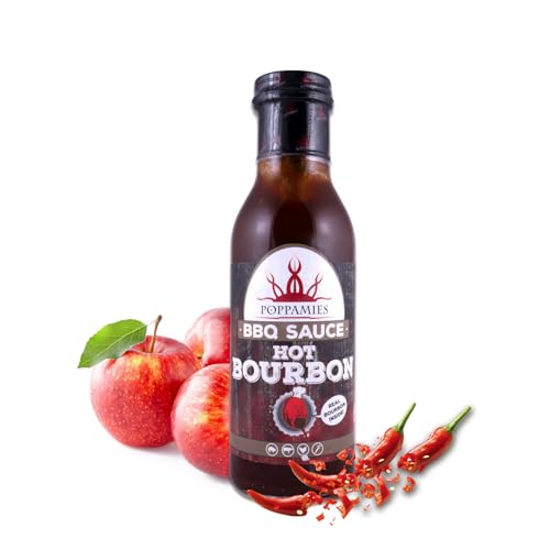 Poppamies Scharfe Bourbon BBQ-Sauce - Geeignet für Gegrilltes und Burger sowie als Dip und Kochsauce - Schärfegrad 6/10 - 410g von POPPAMIES