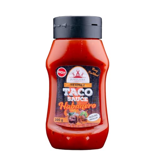 Texmex Taco Sauce Habanero - Vegan, Glutenfrei, Laktosefrei - Schärfe: Scharf - 300g von POPPAMIES