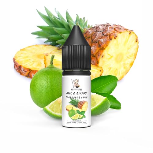 POPY TRADE - Mix & Enjoy - Pineapple Lime - Overdosed Aroma 10ml in hochwertiger Tropfer-Flasche, einfaches mischen. Für Vernebler, Nebelmaschinen, Diffusor, Lebensmittel, Getränke uvm. von POPY