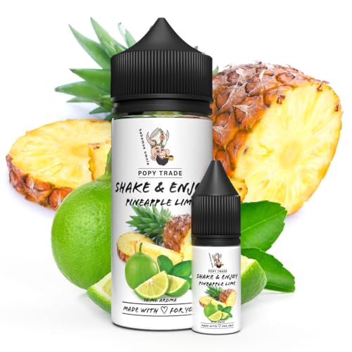 POPY TRADE - Shake & Enjoy - Pineapple Lime - Overdosed Aroma 10ml in 120ml Chubby Gorilla Flasche, einfaches mischen. Für Vernebler, Nebelmaschinen, Diffusor, Lebensmittel, Getränke uvm. von POPY