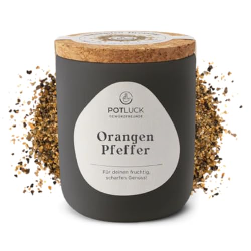 POTLUCK | Orangen Pfeffer | Gewürzzubereitung im Keramiktopf | 70g | Vegan, glutenfrei und mit natürlichen Inhaltsstoffen von POTLUCK Gewürzfreunde