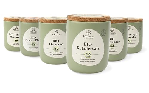 POTLUCK | 6er BIO Bestseller | Gewürzmischung im Keramiktopf | 390 g | Vegan, glutenfrei und mit natürlichen Inhaltsstoffen POTLUCK | 6er BIO Bestseller | Gewürzmischung im Keramiktopf | 390 g | Vegan, glutenfrei und mit natürlichen Inhaltsstoffen von POTLUCK Gewürzfreunde
