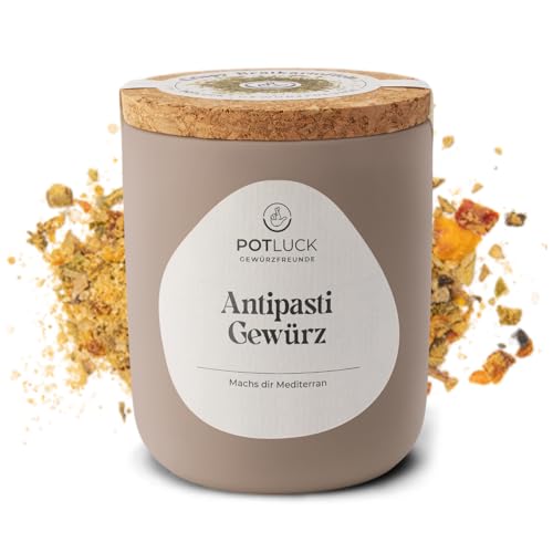 POTLUCK | Antipasti Gewürz | Würzmischung im Keramiktopf | 85 g | Vegan, glutenfrei und mit natürlichen Inhaltsstoffen von POTLUCK Gewürzfreunde